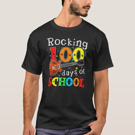 Rocking 100 Days Of School Happy 100th Day Of Scho Tシャツ (正面)