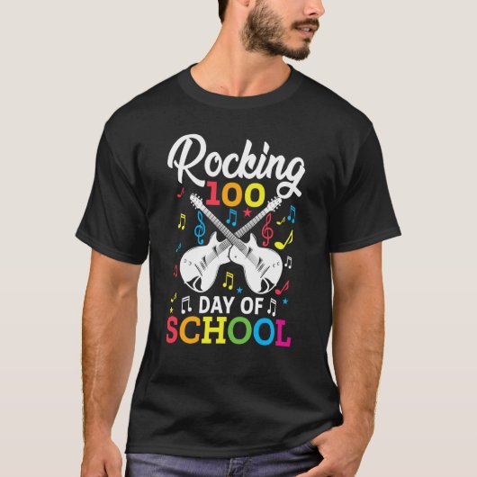Rocking 100 Days of School Music Item Guitar Graph Tシャツ (正面)