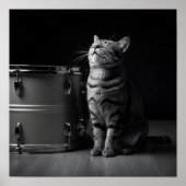 Rocking cat Poster _Cool black cat Rock Music ポスター (正面)