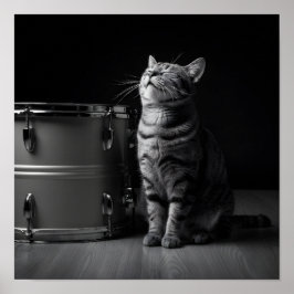 Rocking cat Poster _Cool black cat Rock Music ポスター