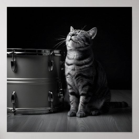 Rocking cat Poster _Cool black cat Rock Music ポスター (正面)