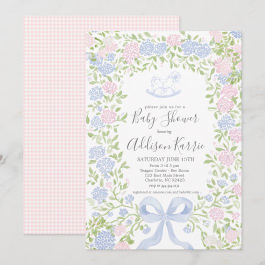 Rocking horse baby shower invitation 招待状 (正面/裏面)