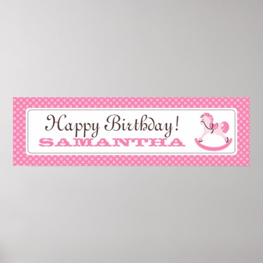 Rocking Horse Birthday Banner for Girls ポスター (正面)