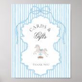 Rocking Horse Blue Baby Shower Cards and Gifts ポスター (正面)