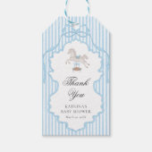 Rocking Horse Blue Baby Shower Thank You ギフトタグ (正面)