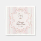 Rocking Horse Blush Pink Girl Baby Shower スタンダードカクテルナプキン (正面)
