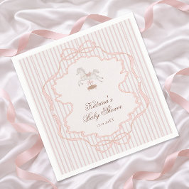 Rocking Horse Blush Pink Girl Baby Shower スタンダードカクテルナプキン