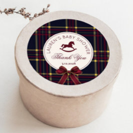 Rocking Horse Christmas Bow Baby Shower Thank you ラウンドシール