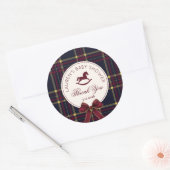 Rocking Horse Christmas Bow Baby Shower Thank you ラウンドシール (封筒)