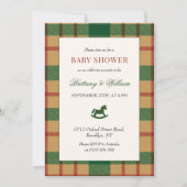 Rocking Horse Holiday Plaid Baby Shower  招待状 (正面)