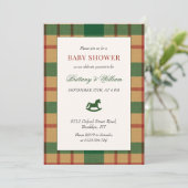 Rocking Horse Holiday Plaid Baby Shower  招待状 (スタンド正面)