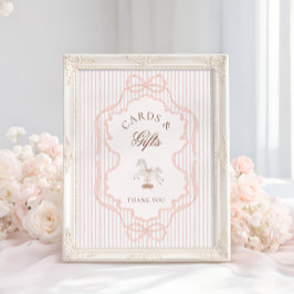 Rocking Horse Pink Baby Shower Cards and Gifts ポスター