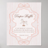 Rocking Horse Pink Girl Baby Shower Diaper Raffle ポスター (正面)