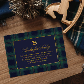 Rocking Horse Plaid Baby Shower Books for Baby エンクロージャーカード