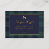 Rocking Horse Plaid Baby Shower Diaper Raffle エンクロージャーカード (正面)