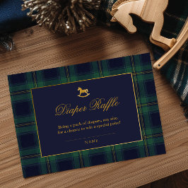 Rocking Horse Plaid Baby Shower Diaper Raffle エンクロージャーカード