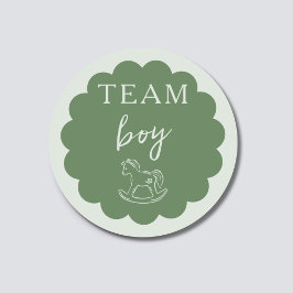 Rocking Horse Sage Green Team Boy Gender Reveal ラウンドシール