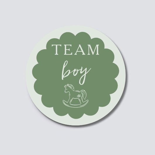 Rocking Horse Sage Green Team Boy Gender Reveal ラウンドシール
