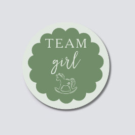 Rocking Horse Sage Green Team Girl Gender Reveal ラウンドシール