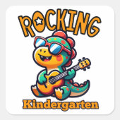 Rocking Kindergarten Dinosaur with guitar  スクエアシール (正面)