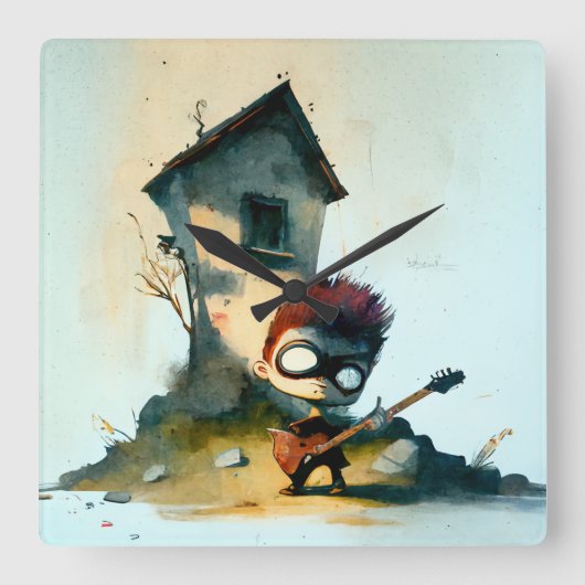 Rocking Randy スクエア壁時計 (正面)