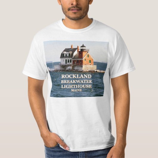 Rocklandの防波堤の灯台、メインのTシャツ Tシャツ (正面)