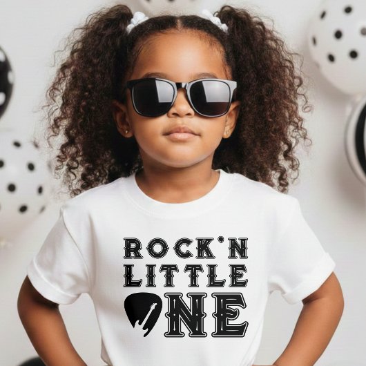 Rock'n Little One Guitar Pick 1st Birthday Party ベビーTシャツ