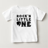 Rock'n Little One Guitar Pick 1st Birthday Party ベビーTシャツ (正面)