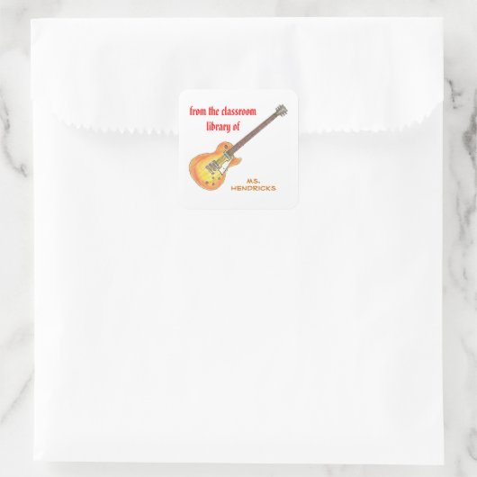 Rock'n'roll personalized teacher bookplate スクエアシール (バッグ)