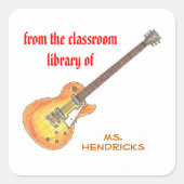 Rock'n'roll personalized teacher bookplate スクエアシール (正面)