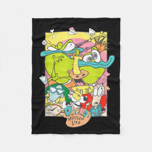 Rockos Modern Life Hilarious Squad Retro フリースブランケット (正面)