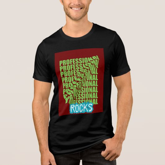 ROCKS」はっきりしたタイポグラフィ – 自信ありモダン トライブレンドＴシャツ (正面)
