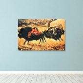 Rock's 絵画 of bison, c.17000 BC キャンバスプリント (インサイチュ (ウッドフロア))