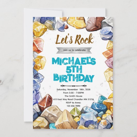 Rocks Geology Birthday party invitation 招待状 (正面)