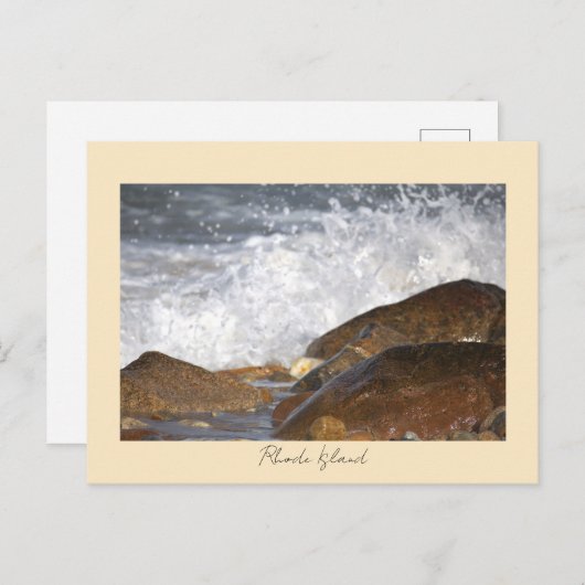 Rocks Waves Rhode Island Postcard ポストカード (正面/裏面)