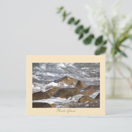 Rocks Waves Rhode Island Postcard ポストカード (スタンド正面)