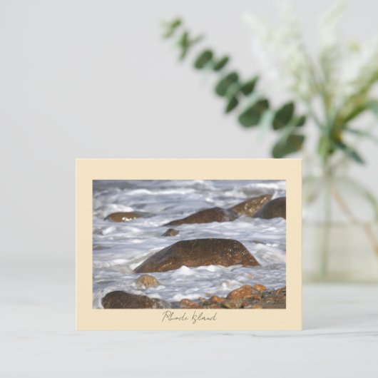 Rocks Waves Rhode Island Postcard ポストカード (スタンド正面)