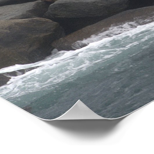 Rocks with Birds Ocean Waterscape Poster ポスター (角)