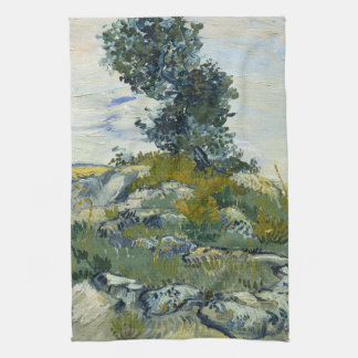 Rocks with Oak Tree, Van Gogh Oil Painting キッチンタオル