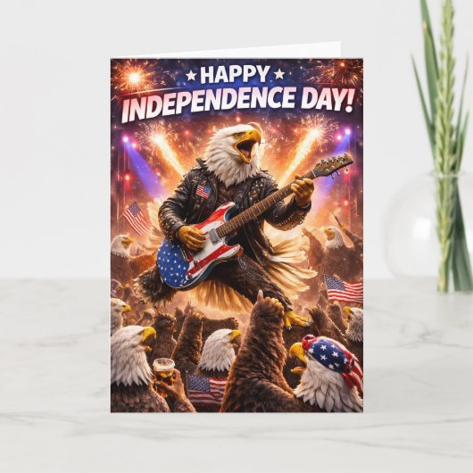 Rockstar bald eagle happy Independence Day gree カード (正面)