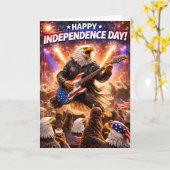 Rockstar bald eagle happy Independence Day gree カード (黄色い花)