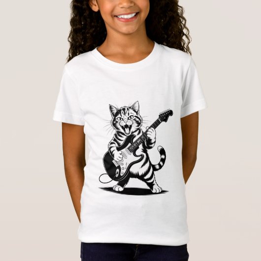 Rockstar Cat Guitar Solo – Funny Music Lover Gift Tシャツ (正面)