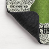 Rockstar Damask Guitar Mousepad, Olive Green マウスパッド (コーナー)