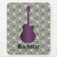 Rockstar Damask Guitar Mousepad, Violet