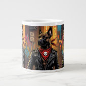 Rockstar Dog Mug – Biker Dog with Leather Jacket a ジャンボコーヒーマグカップ (正面)