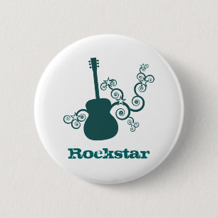 Rockstar Guitar Button, Dark Teal 缶バッジ