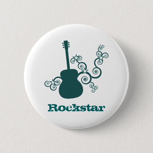 Rockstar Guitar Button, Dark Teal 缶バッジ (正面)