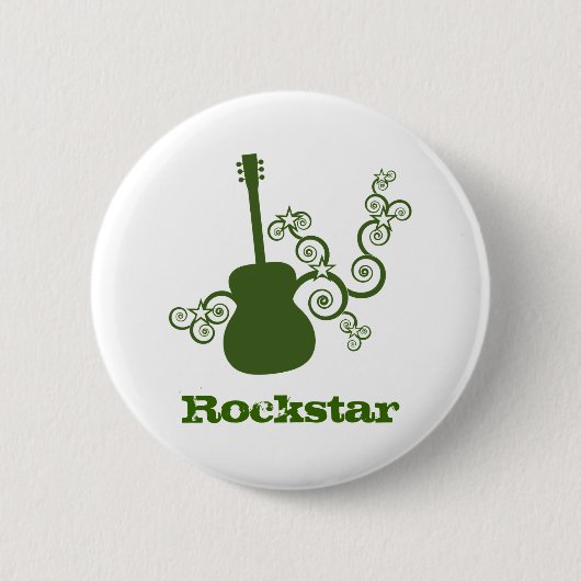 Rockstar Guitar Button, Green 缶バッジ (正面)