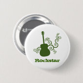 Rockstar Guitar Button, Green 缶バッジ (正面&裏面)