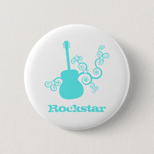 Rockstar Guitar Button, Light Turquoise 缶バッジ (正面)